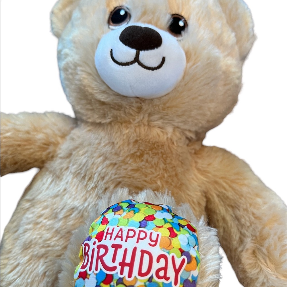 Build A Bear BABW Happy Birthday Teddy Confetti Feet Plush Stuffed Animal